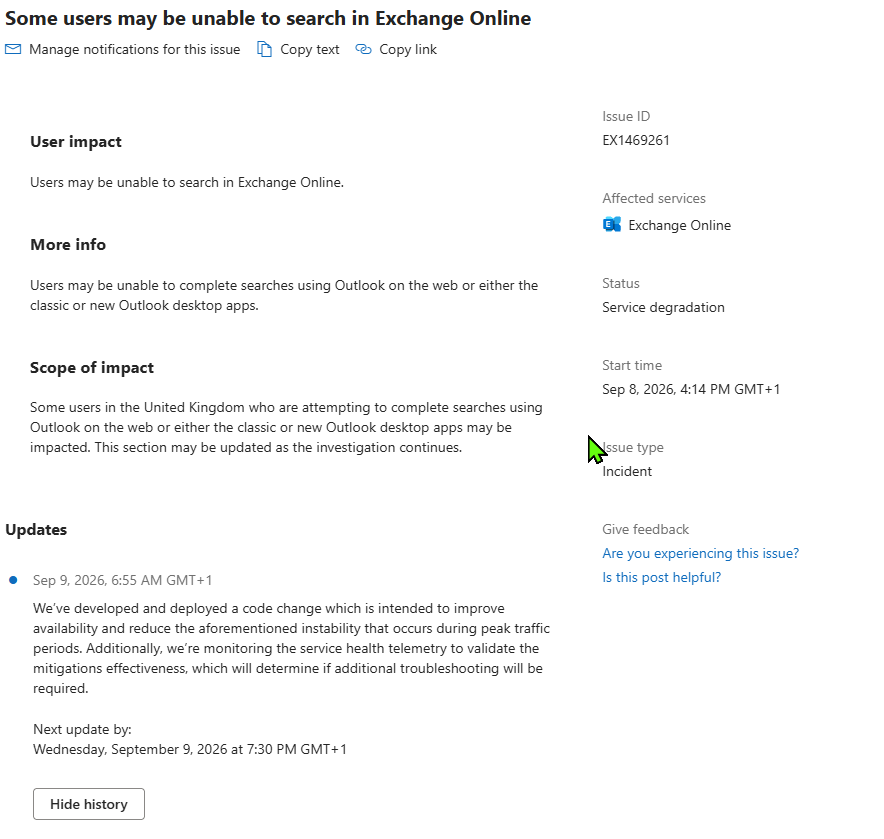 screenshot of Microsoft report